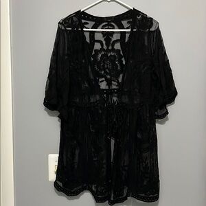 POL Elegant Black Lace Kimono